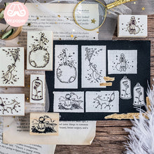 Load image into Gallery viewer, Mr Paper Dreamy Cartoon Little Prince Rose Fox Wooden Rubber Stamps for Scrapbooking Decoration DIY Craft Standard Wooden Stamps
